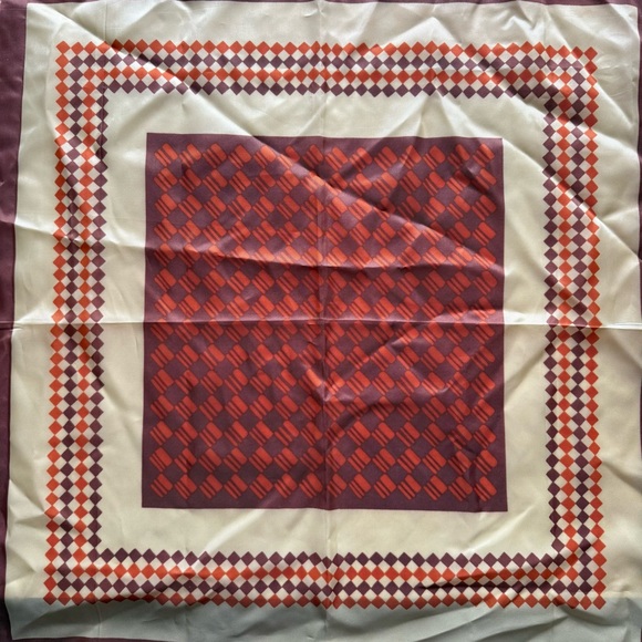 Ben Goodman Square Scarf in Orange, Brown, & Cream Geometric - Picture 3 of 9